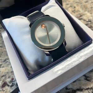 Movado Bold Navy and Silver Watch
